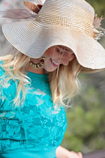 Blue Dress with Hat